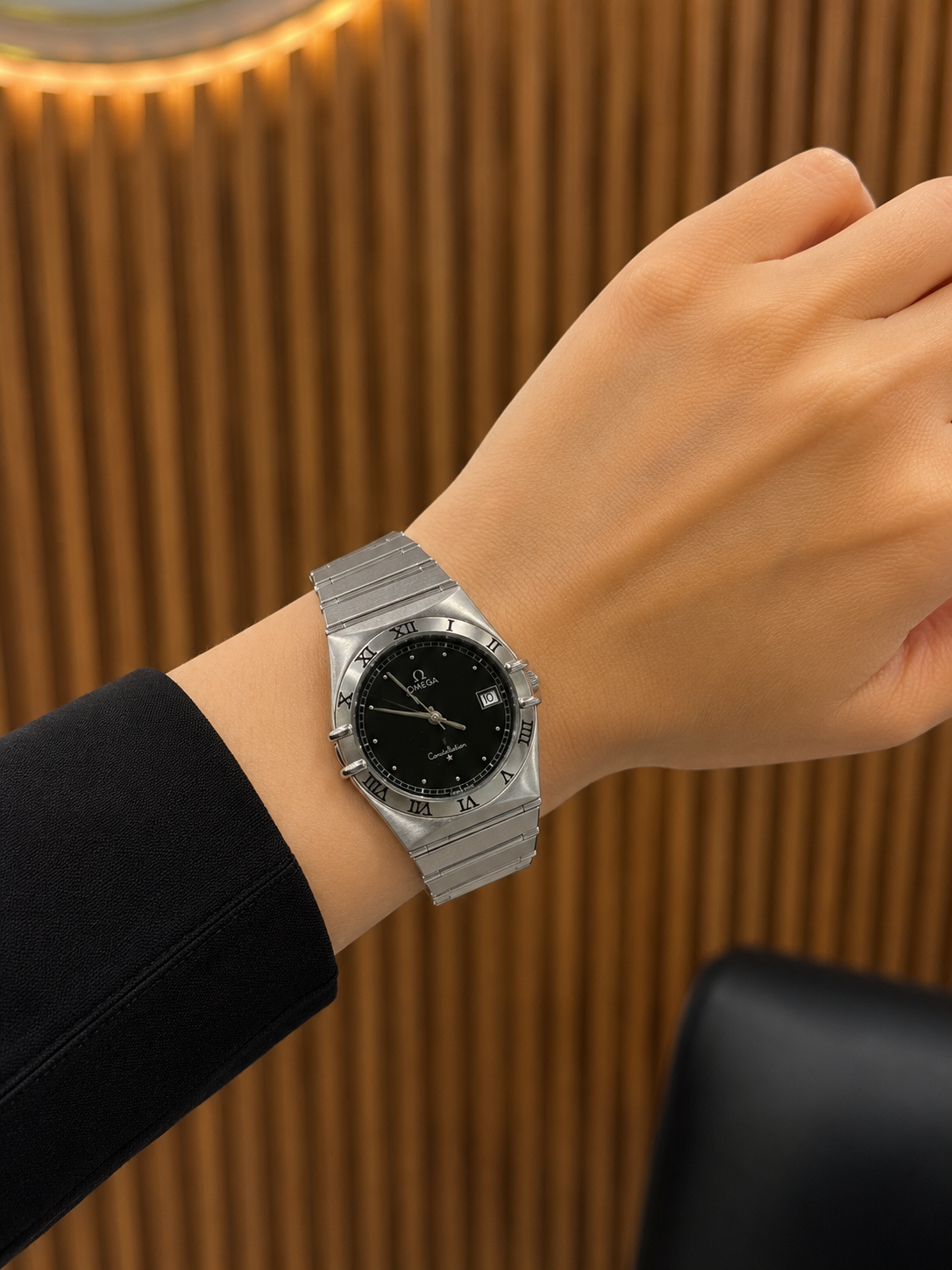 Omega Constellation Flat Glass Black Face