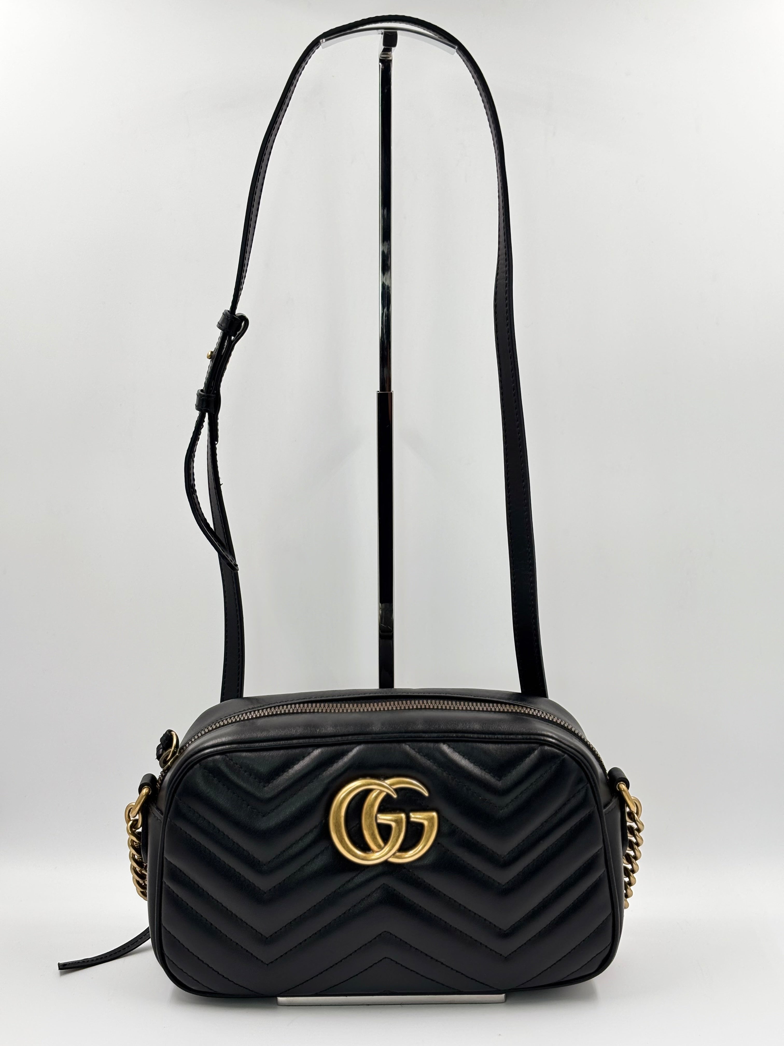 Gucci Black Quilted Leather  Marmont Small Camera Bag