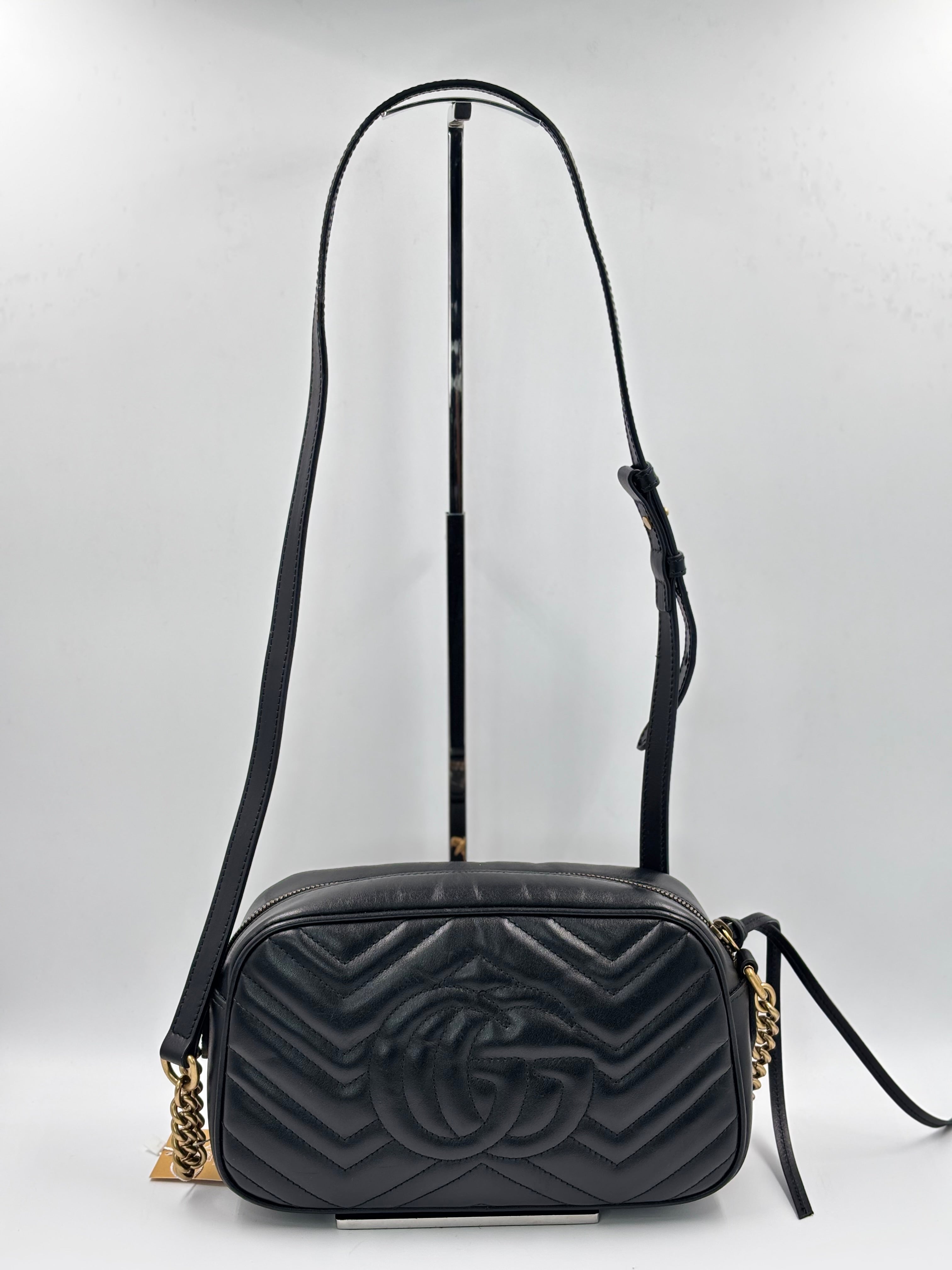 Gucci Black Quilted Leather  Marmont Small Camera Bag