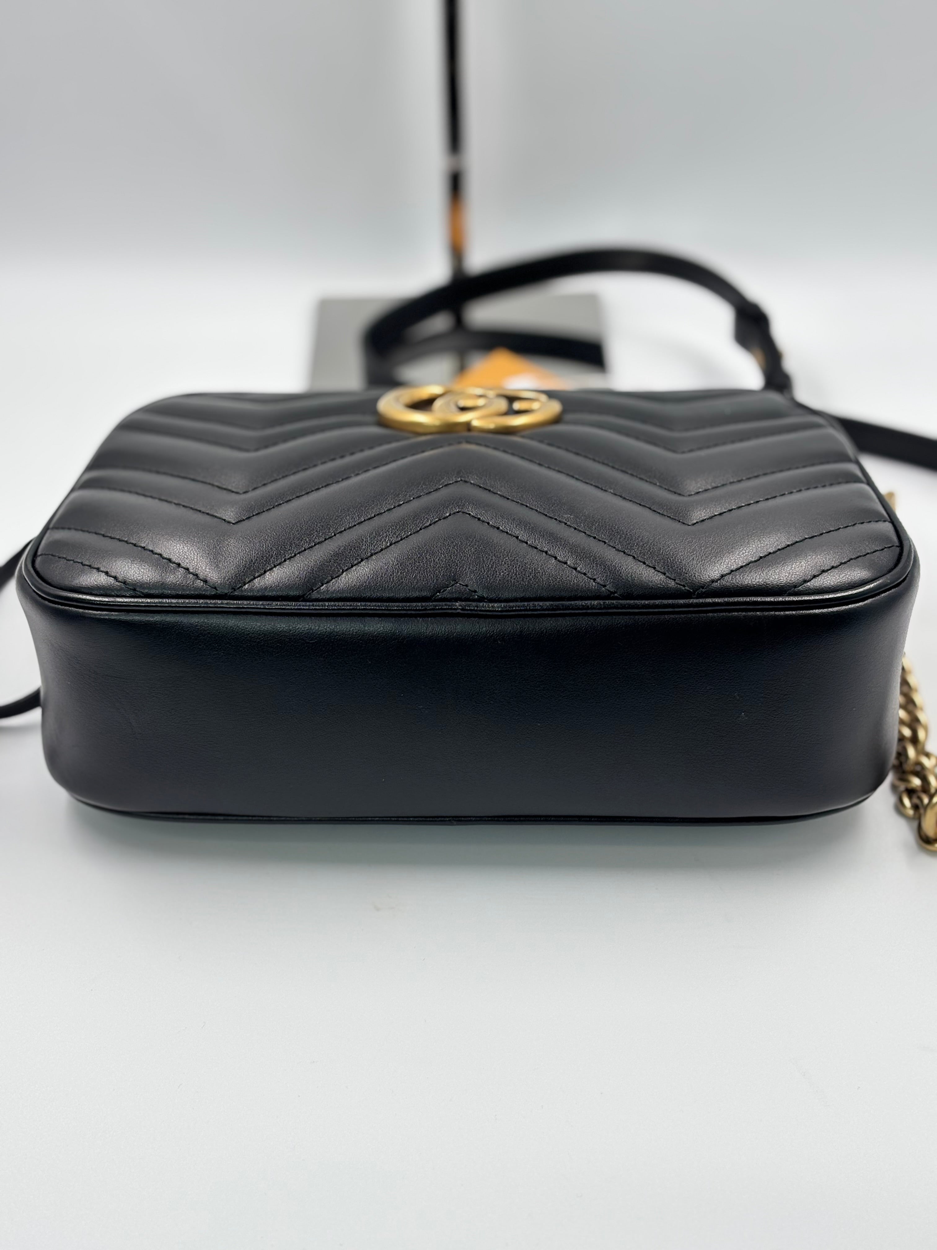 Gucci Black Quilted Leather  Marmont Small Camera Bag