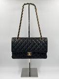 Chanel Black Quilted Caviar Leather Medium Double Flap