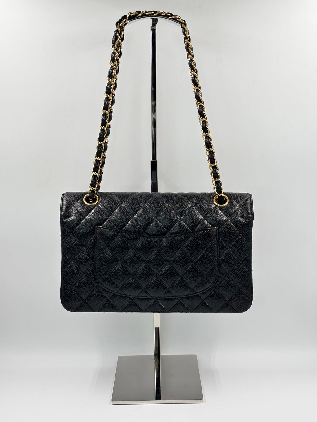 Chanel Black Quilted Caviar Leather Medium Double Flap