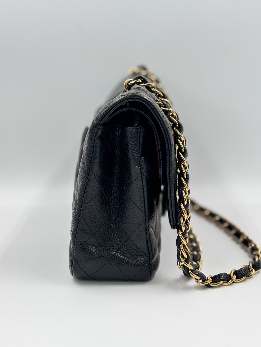 Chanel Black Quilted Caviar Leather Medium Double Flap