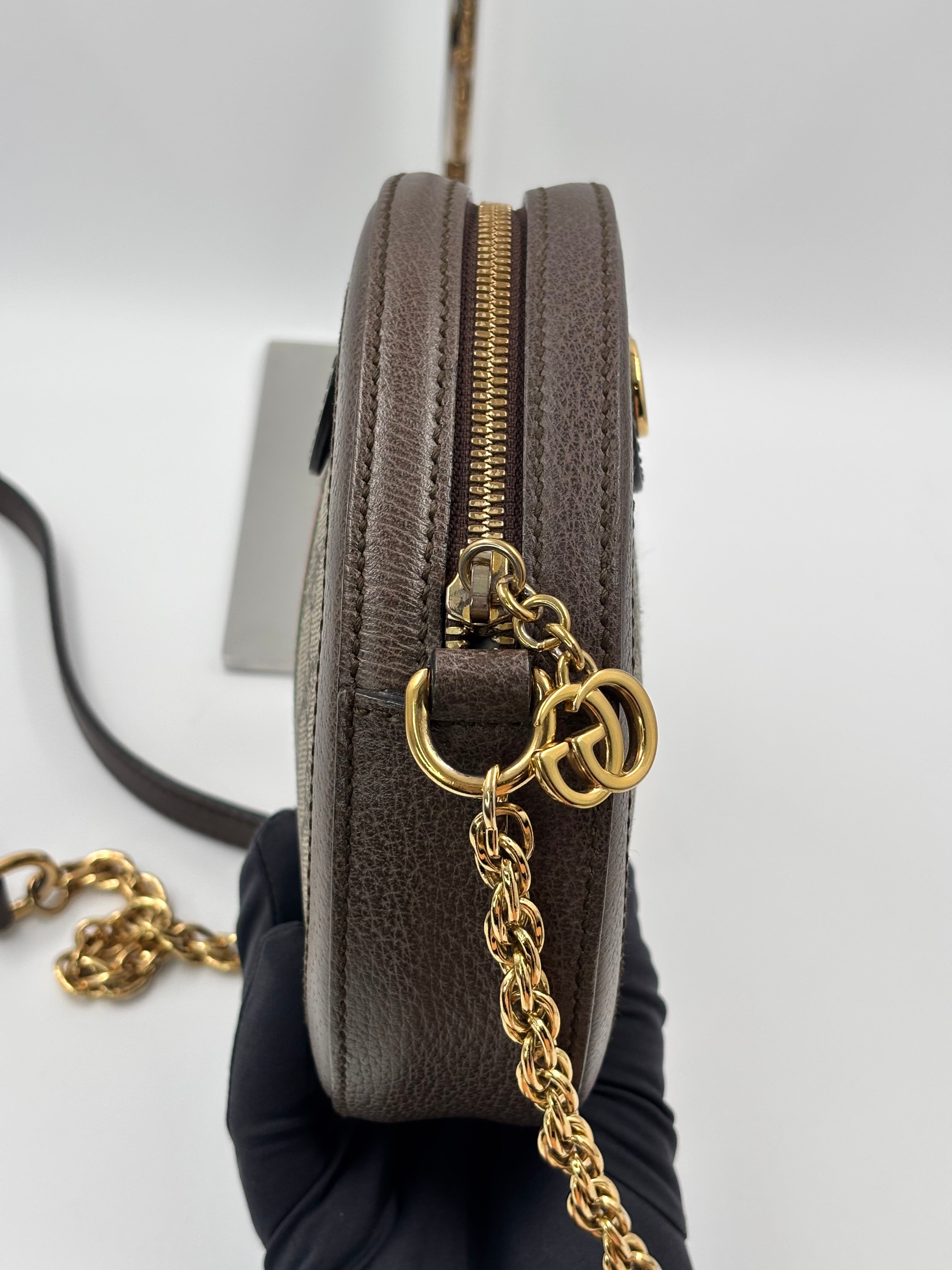 Gucci Supreme Mini Ophidia Round Shoulder Bag