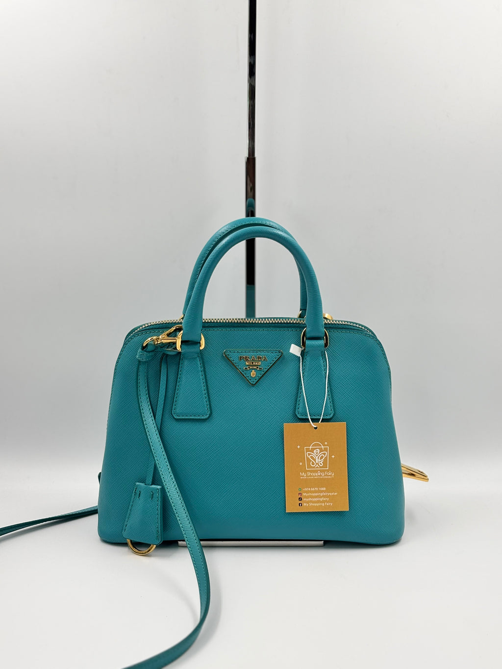 Prada Turquoise Saffiano Lux Leather Small