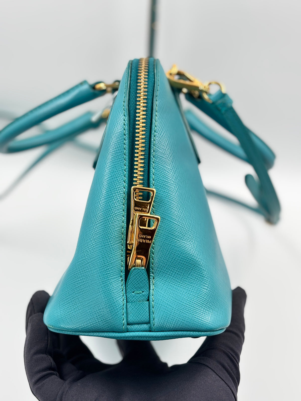 Prada Turquoise Saffiano Lux Leather Small