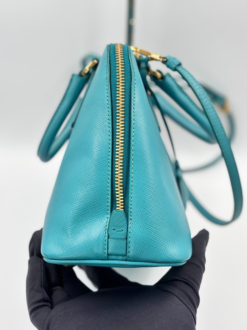 Prada Turquoise Saffiano Lux Leather Small