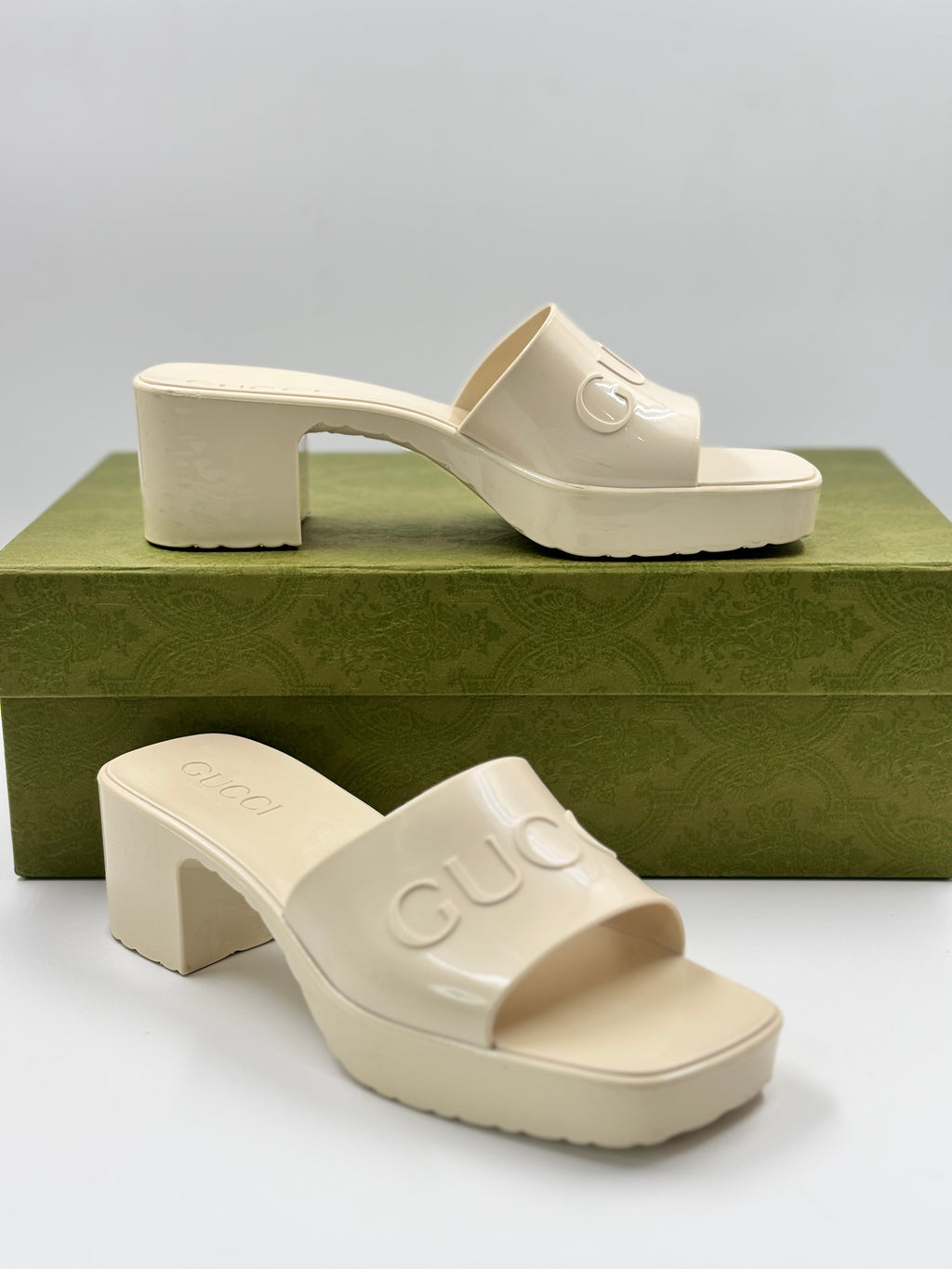 Gucci Rubber Platform Block Heel Slide Sandals