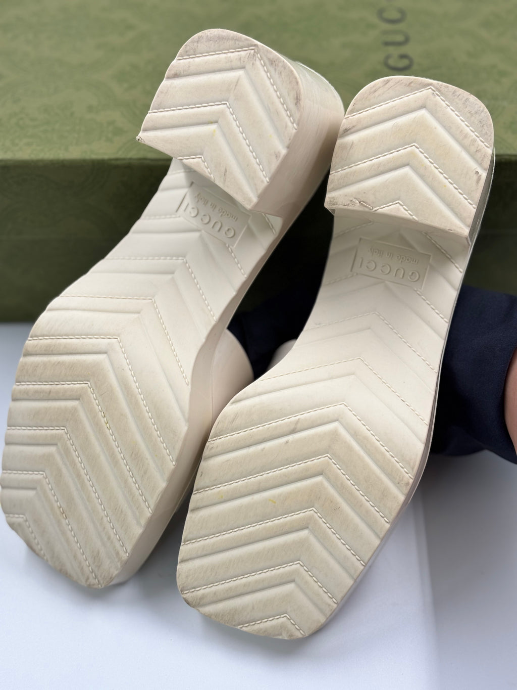 Gucci Rubber Platform Block Heel Slide Sandals