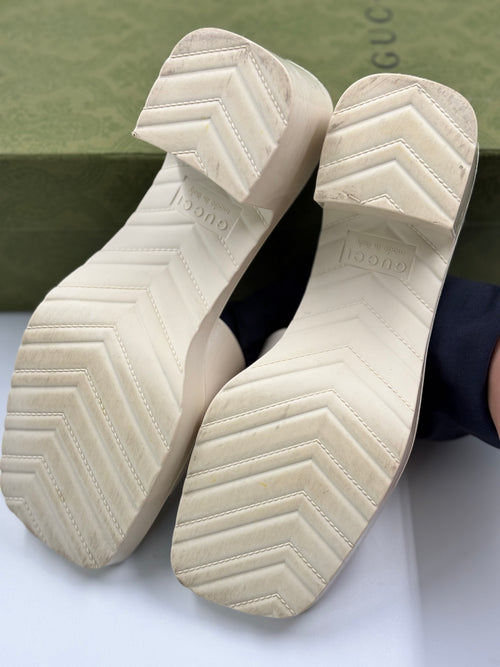 Gucci Rubber Platform Block Heel Slide Sandals