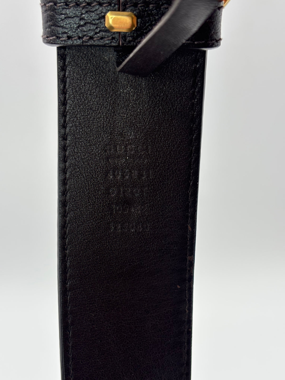 Gucci Black Leather GG Bucket Belt