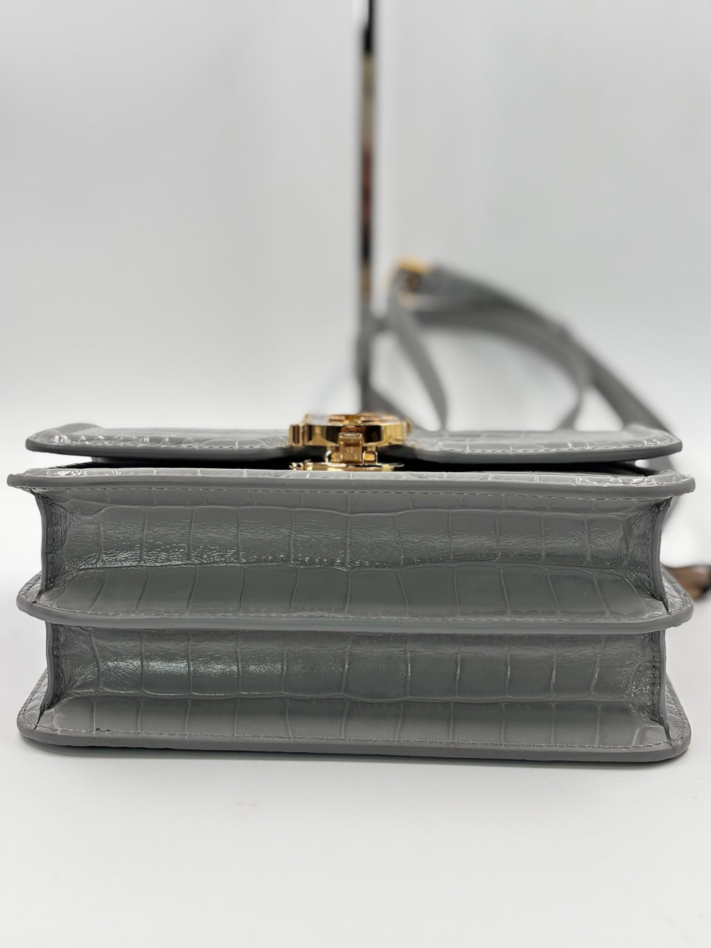 Burberry Small TB Monogram Croc Embossed Leather Crossbody