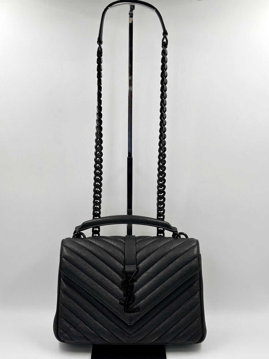 Yves Saint Laurent Black Quilted Leather College Bag