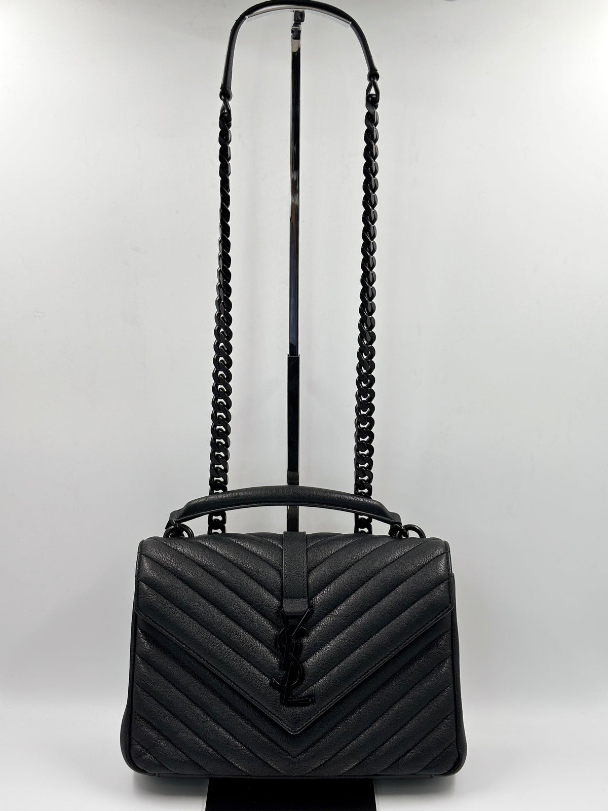 Yves Saint Laurent Black Quilted Leather College Bag