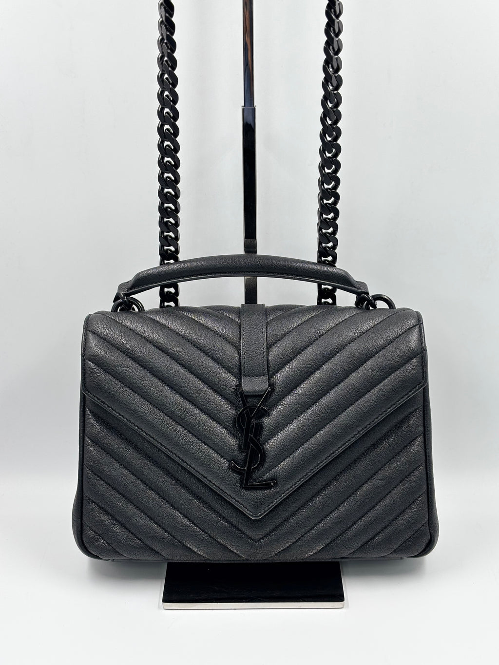 Yves Saint Laurent Black Quilted Leather College Bag