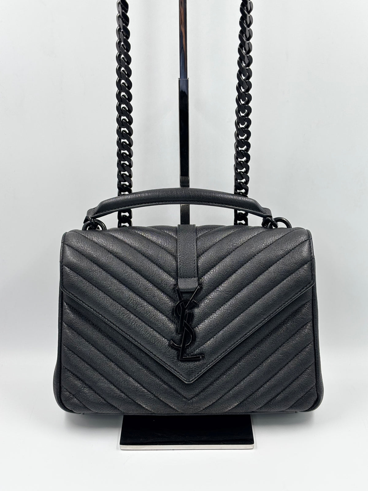 Yves Saint Laurent Black Quilted Leather College Bag