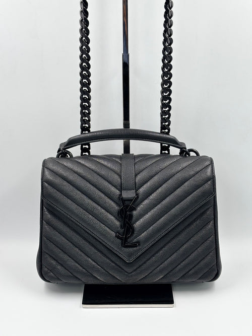 Yves Saint Laurent Black Quilted Leather College Bag