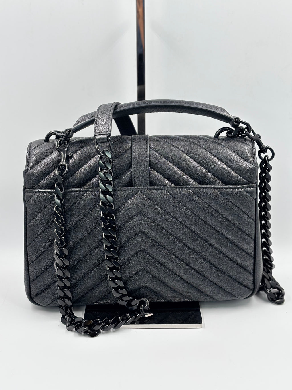 Yves Saint Laurent Black Quilted Leather College Bag