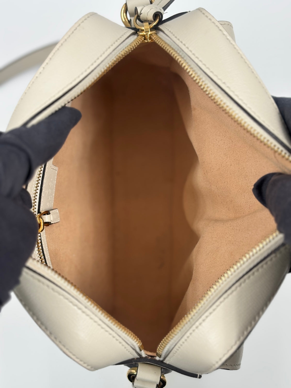 Gucci Beige/White GG Coated Canvas Horsebit 1955 Small Shoulder Bag