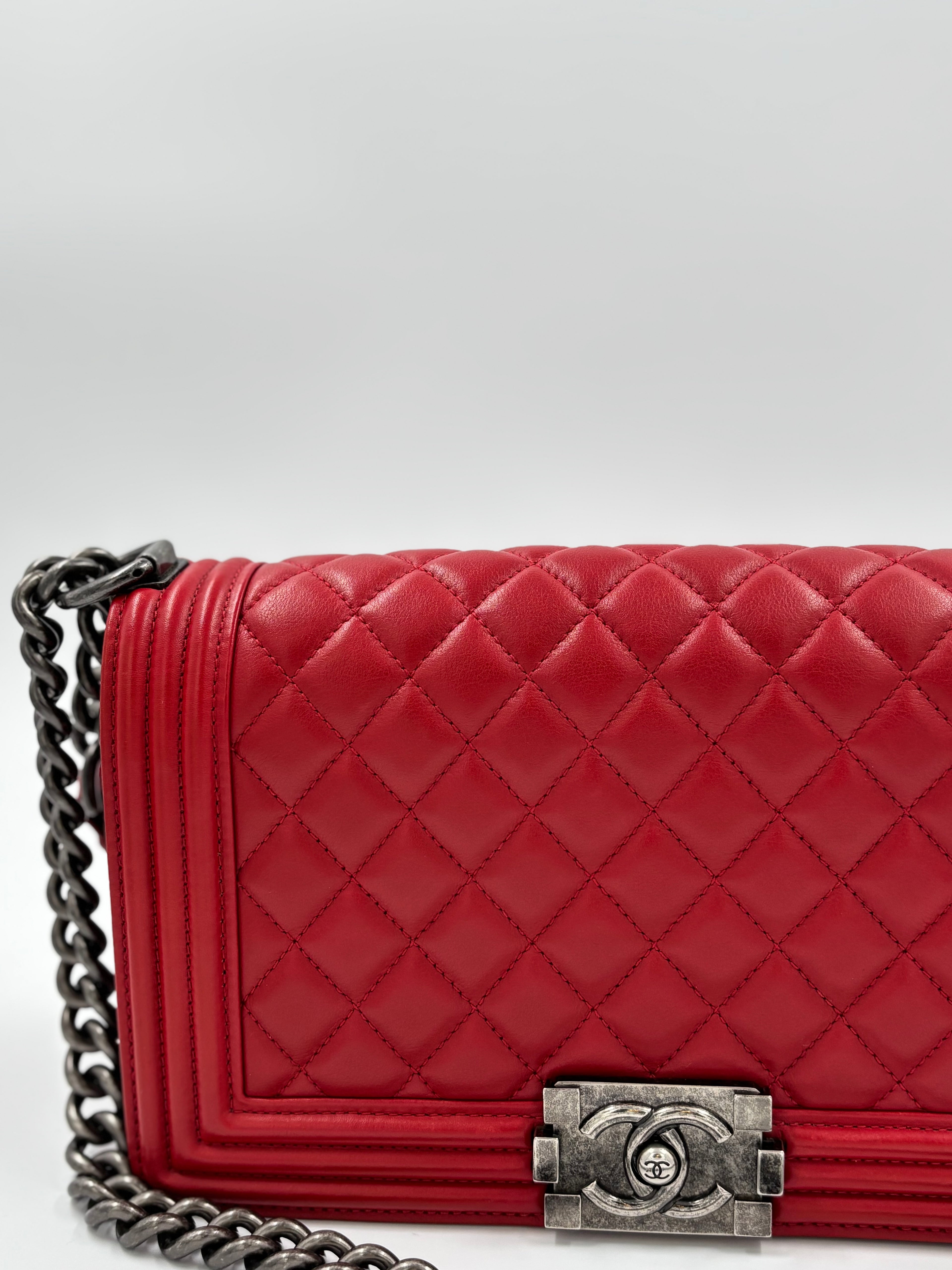 Le Boy Red Old Meduim Lambskin Leather