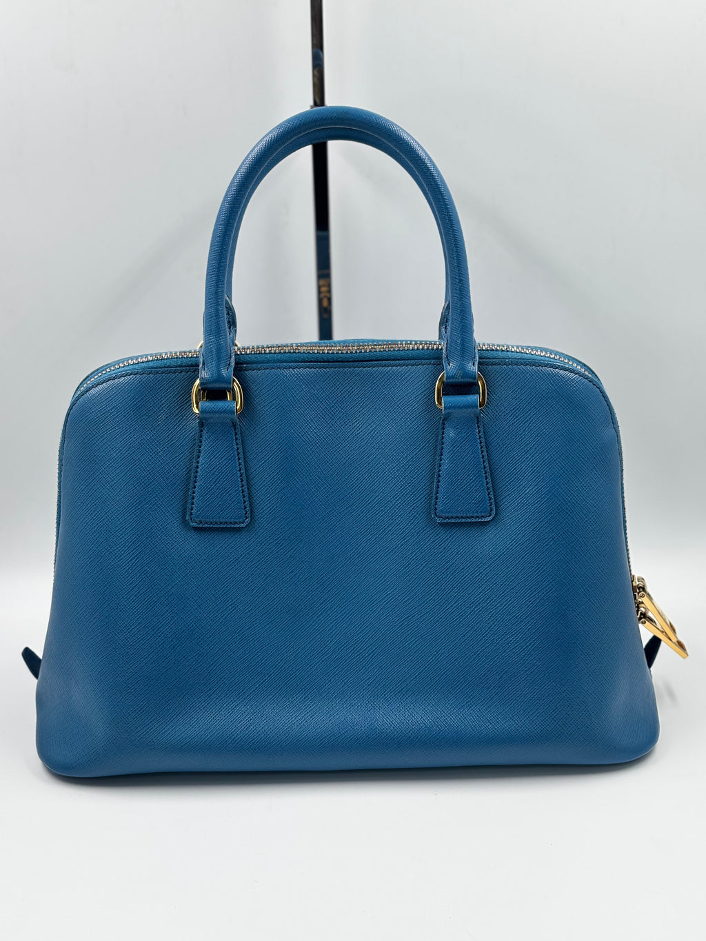 Prada Blue Saffiano Lux Leather Promenade Bag