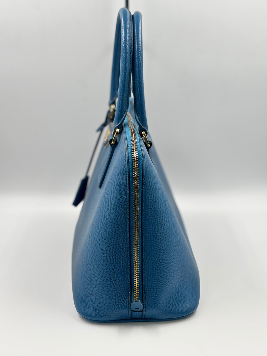 Prada Blue Saffiano Lux Leather Promenade Bag