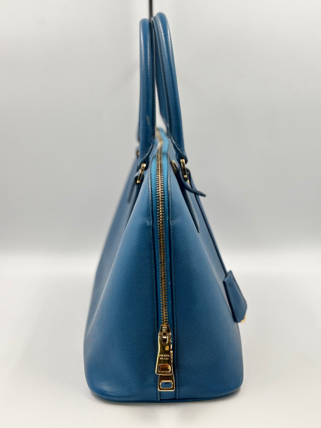 Prada Blue Saffiano Lux Leather Promenade Bag