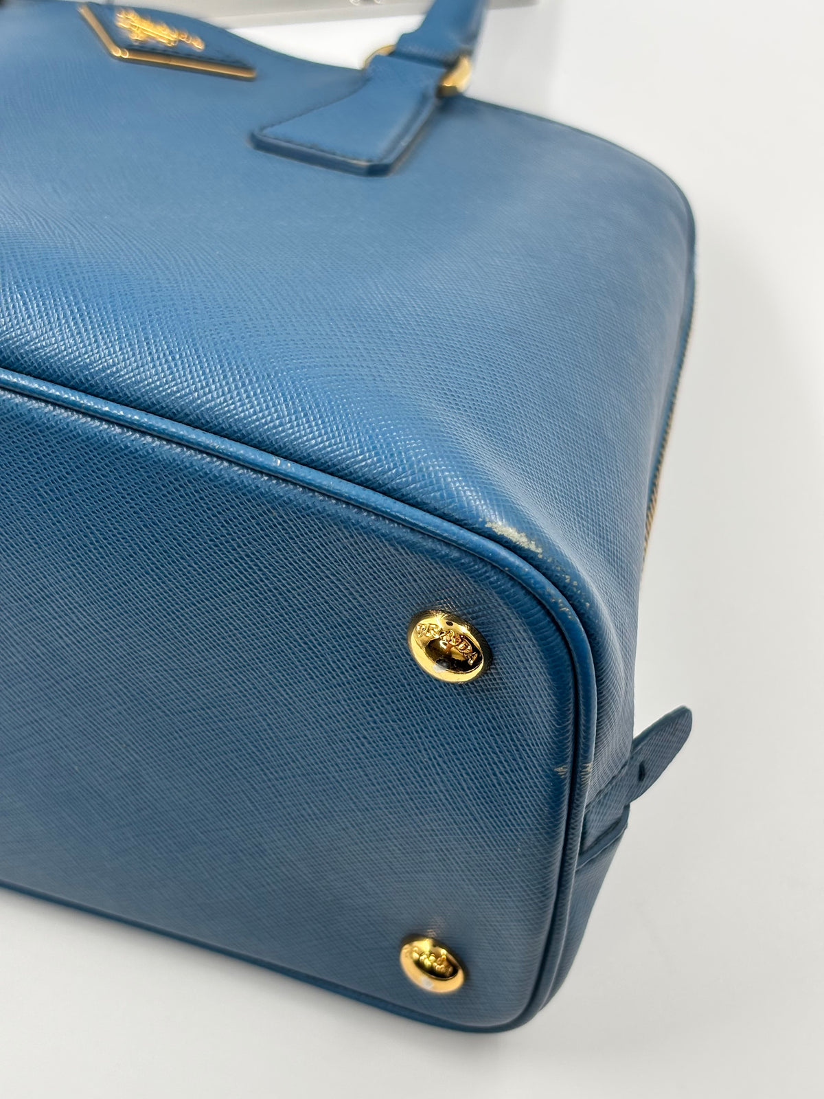 Prada Blue Saffiano Lux Leather Promenade Bag
