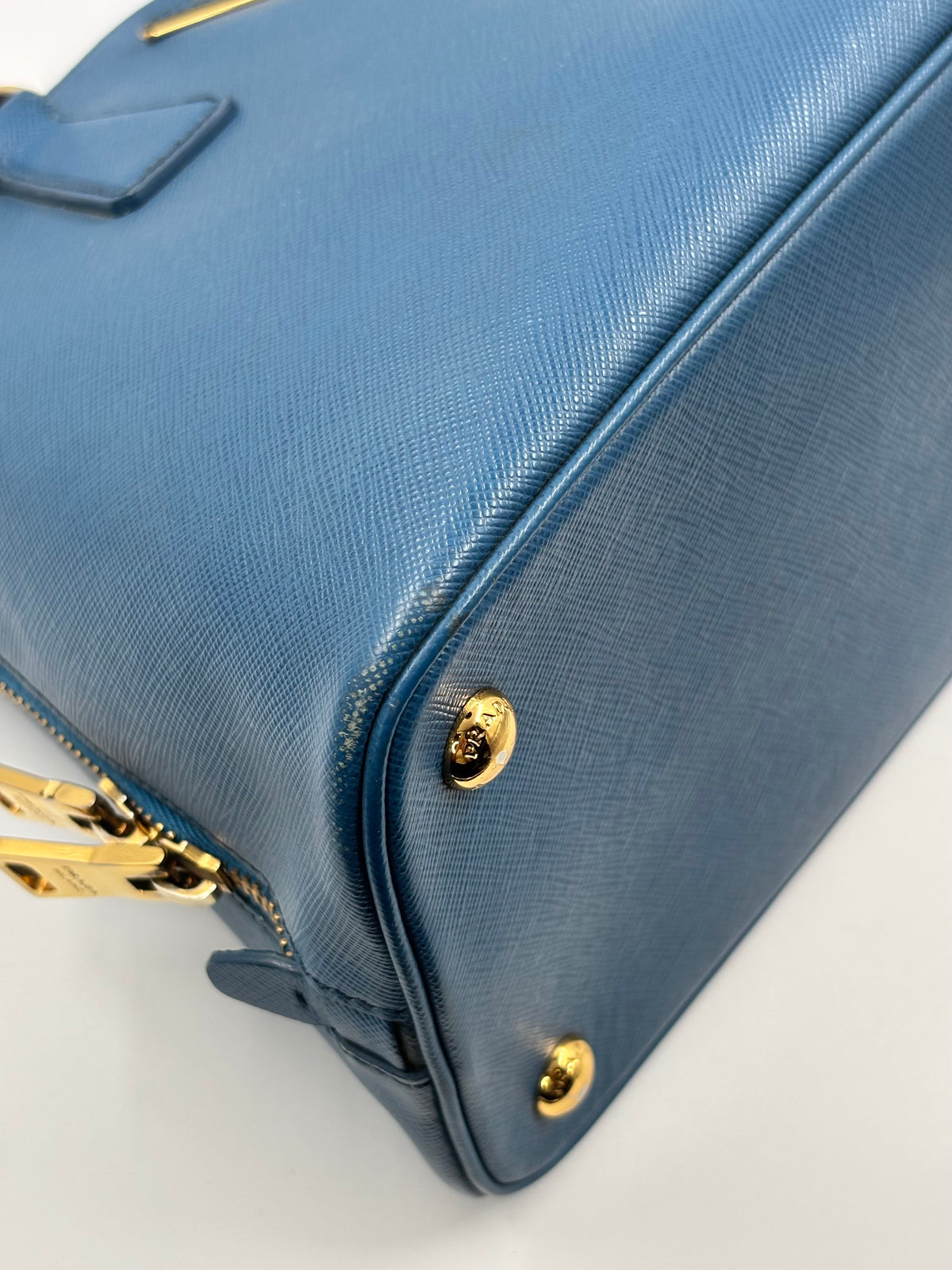 Prada Blue Saffiano Lux Leather Promenade Bag