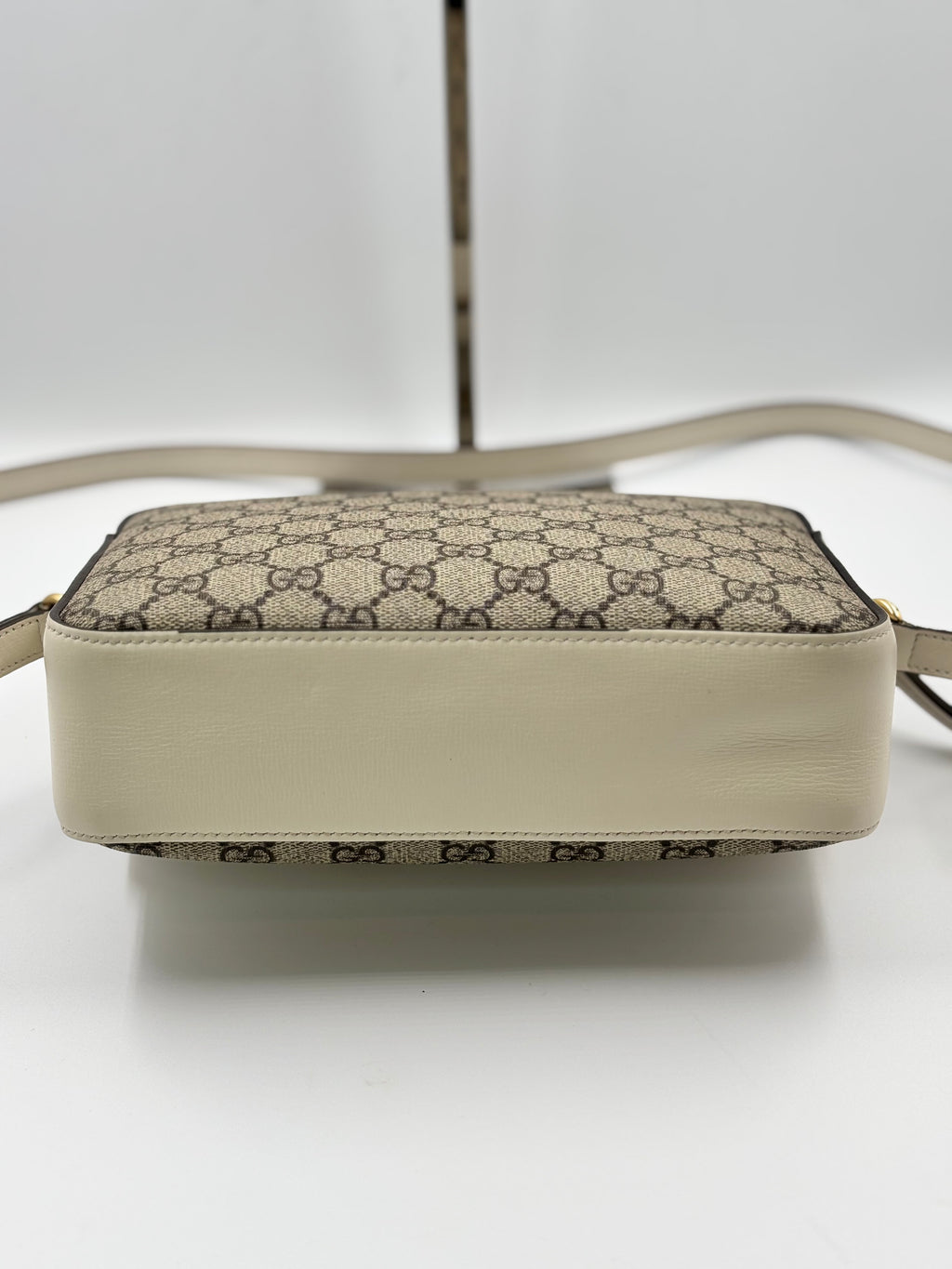 Gucci Beige/White GG Coated Canvas Horsebit 1955 Small Shoulder Bag