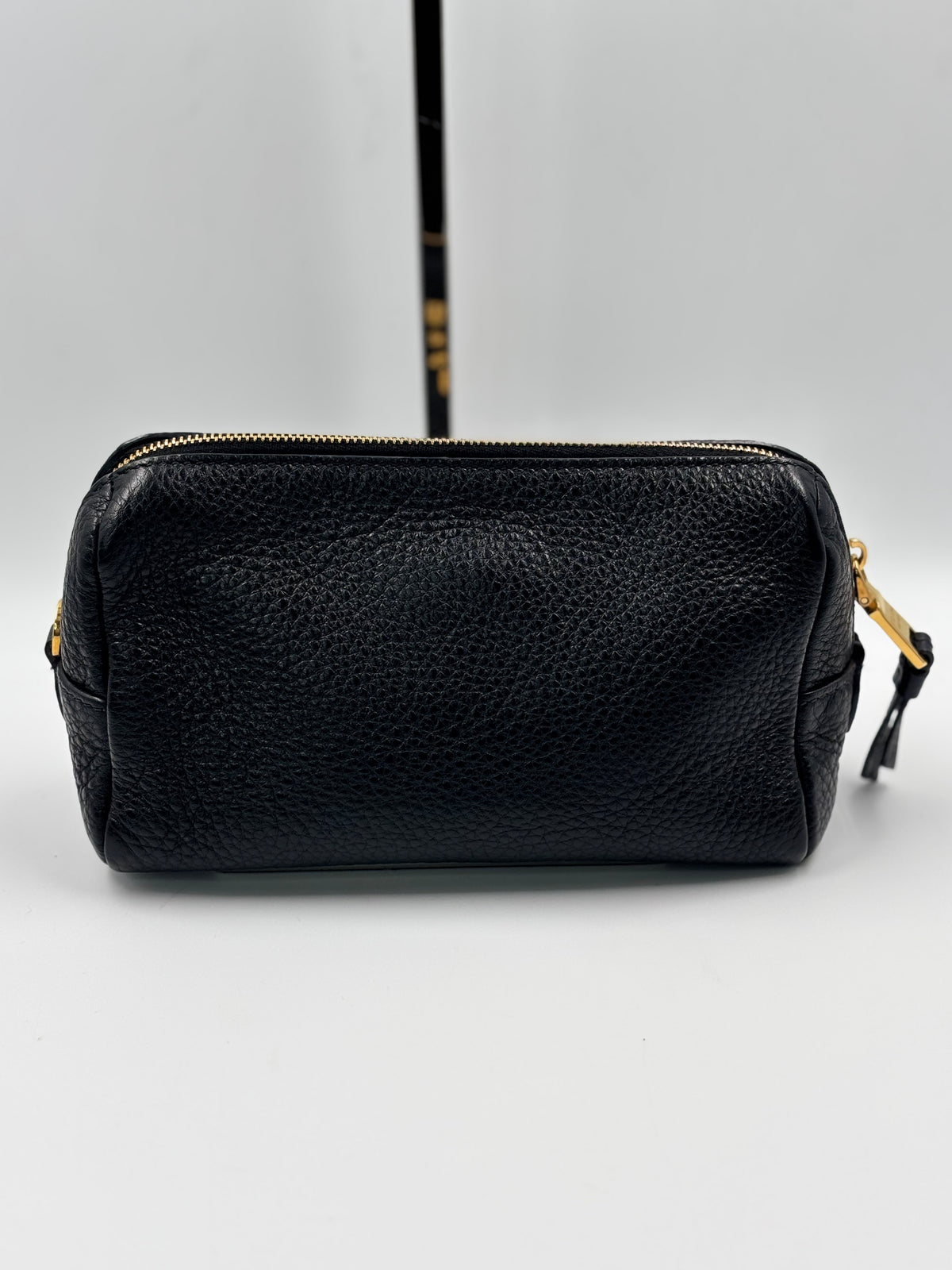 Prada Vitello Daino Black Leather Cosmetic Pouch