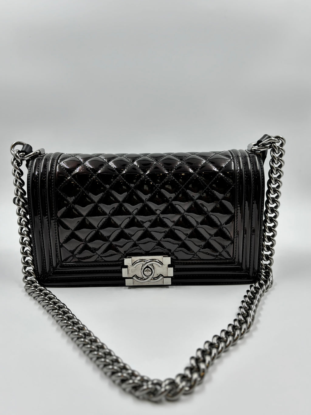 Chanel Le Boy Brown Patent/Lambskin