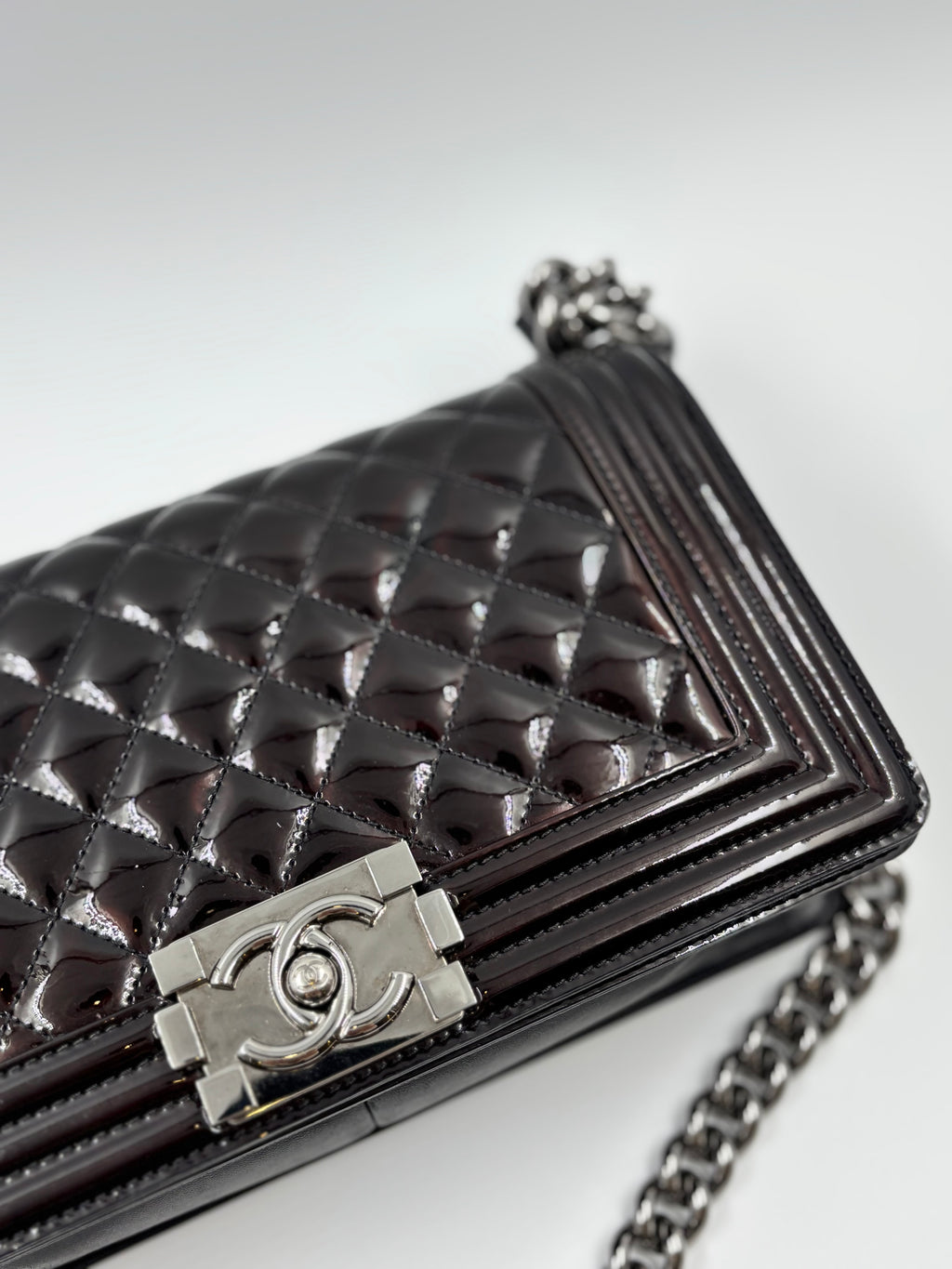 Chanel Le Boy Brown Patent/Lambskin