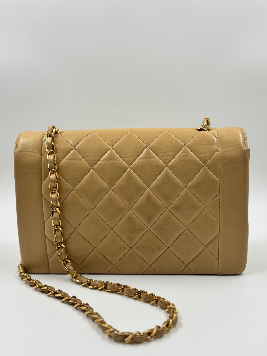 Chanel Beige Quilted Lambskin Medium Diana Flap Bag