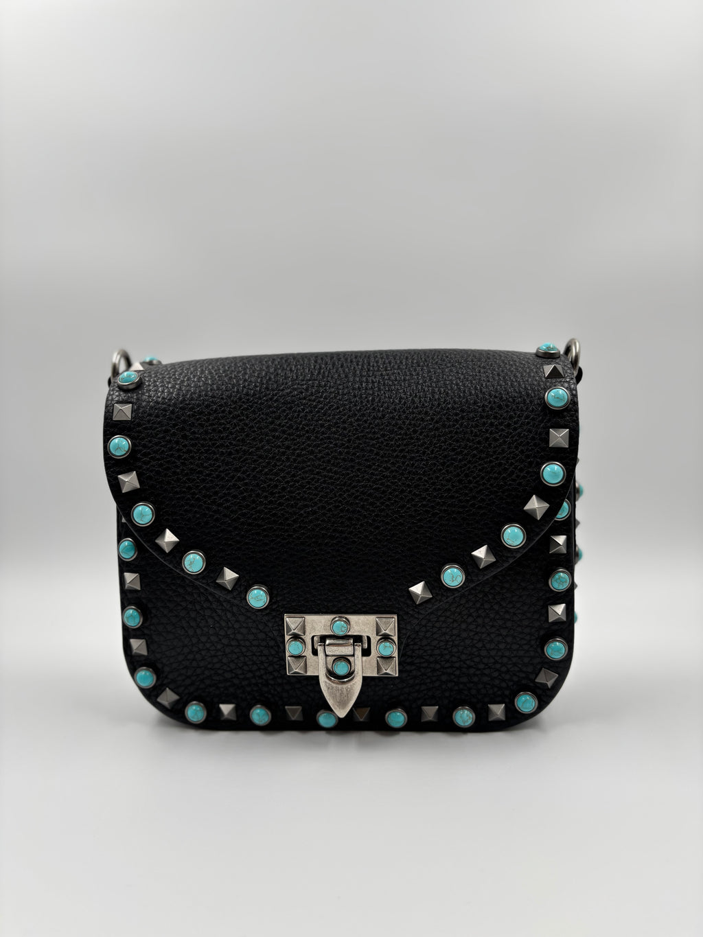 Valentino Black Leather Guitar Rockstud Crossbody Bag