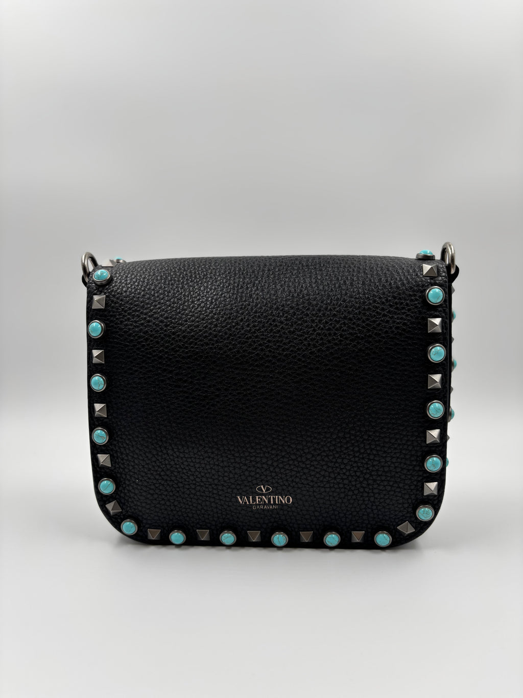 Valentino Black Leather Guitar Rockstud Crossbody Bag