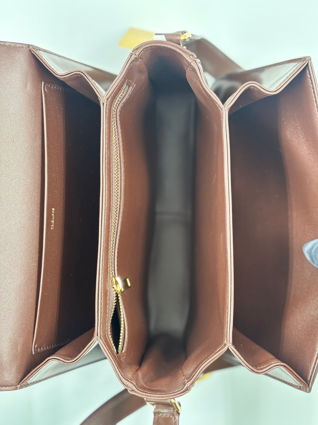 Celine Chestnut Smooth Leather Triomphe Medium Shoulder Bag