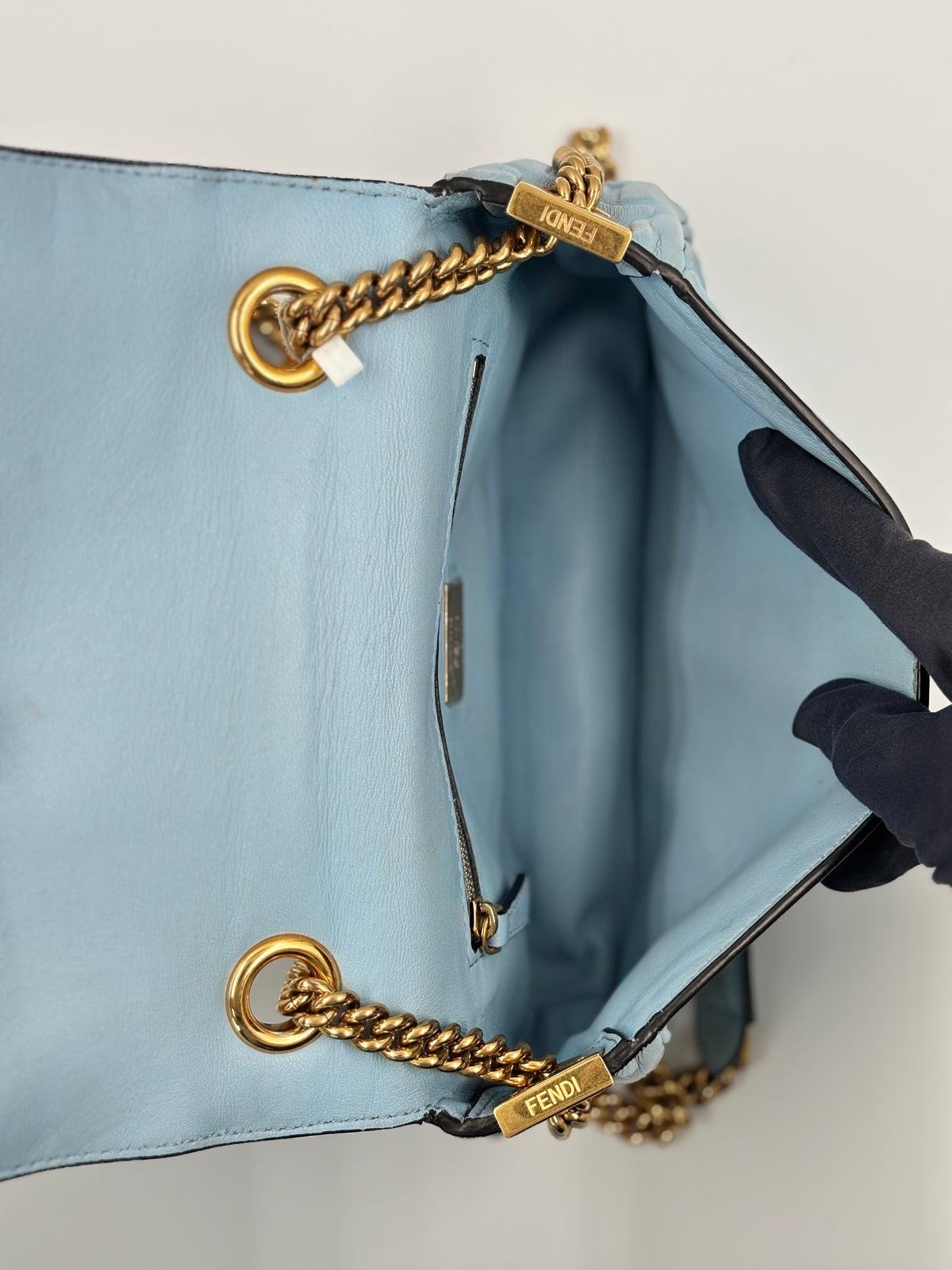 Fendi Embossed FF Midi Chain Baguette
