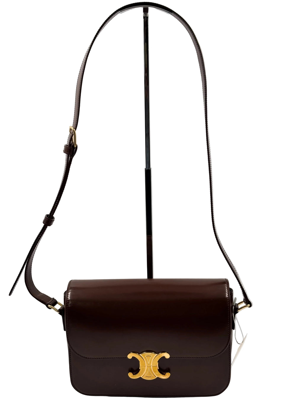 Celine Chestnut Smooth Leather Triomphe Medium Shoulder Bag