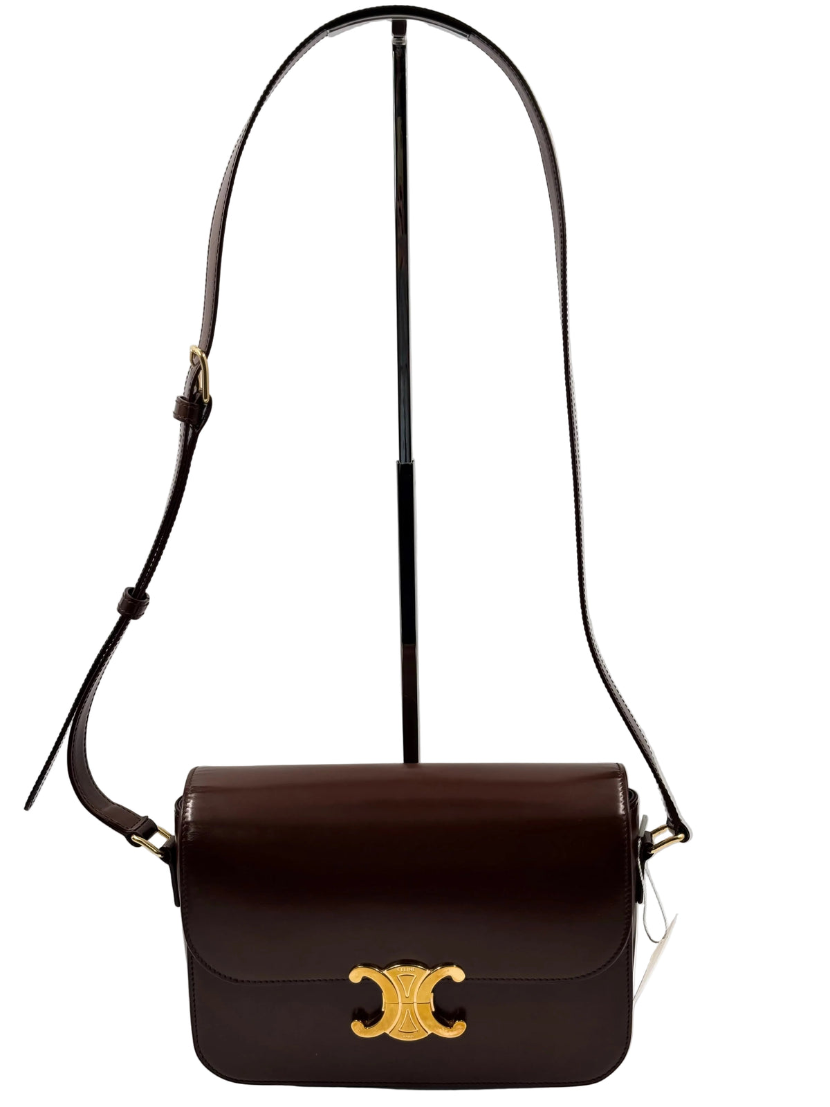 Celine Chestnut Smooth Leather Triomphe Medium Shoulder Bag