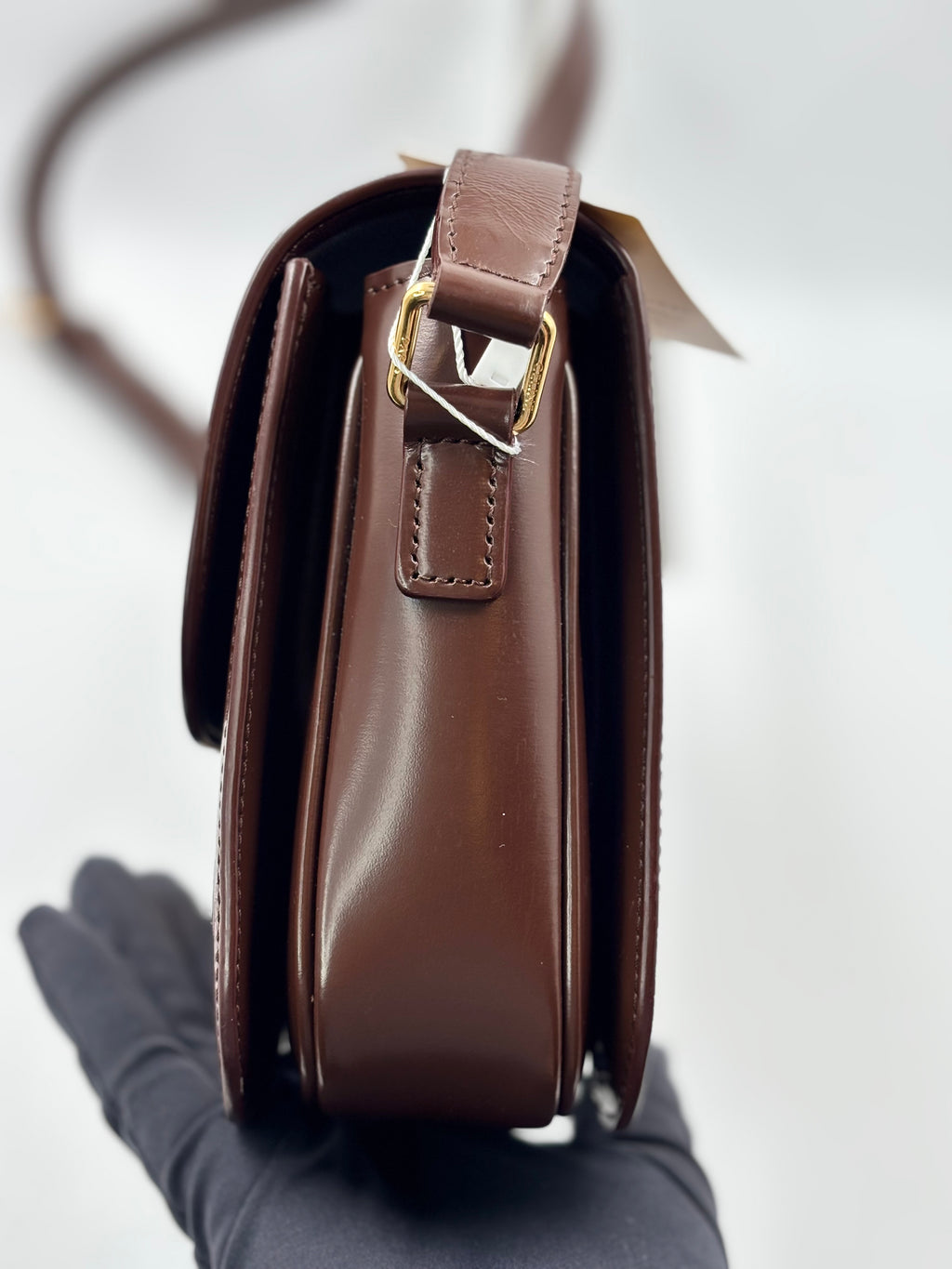 Celine Chestnut Smooth Leather Triomphe Medium Shoulder Bag