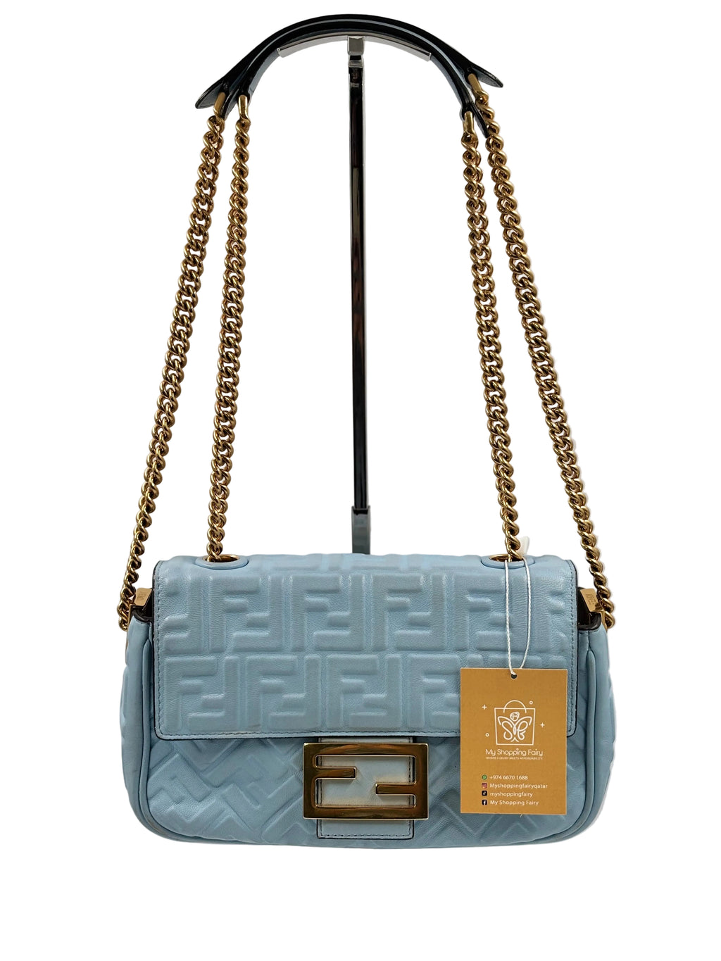 Fendi Embossed FF Midi Chain Baguette