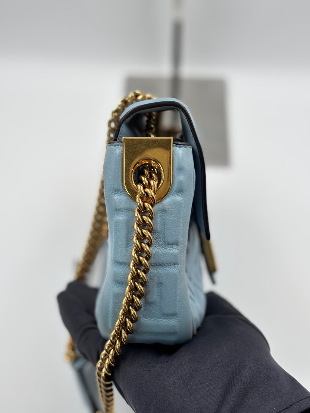 Fendi Embossed FF Midi Chain Baguette