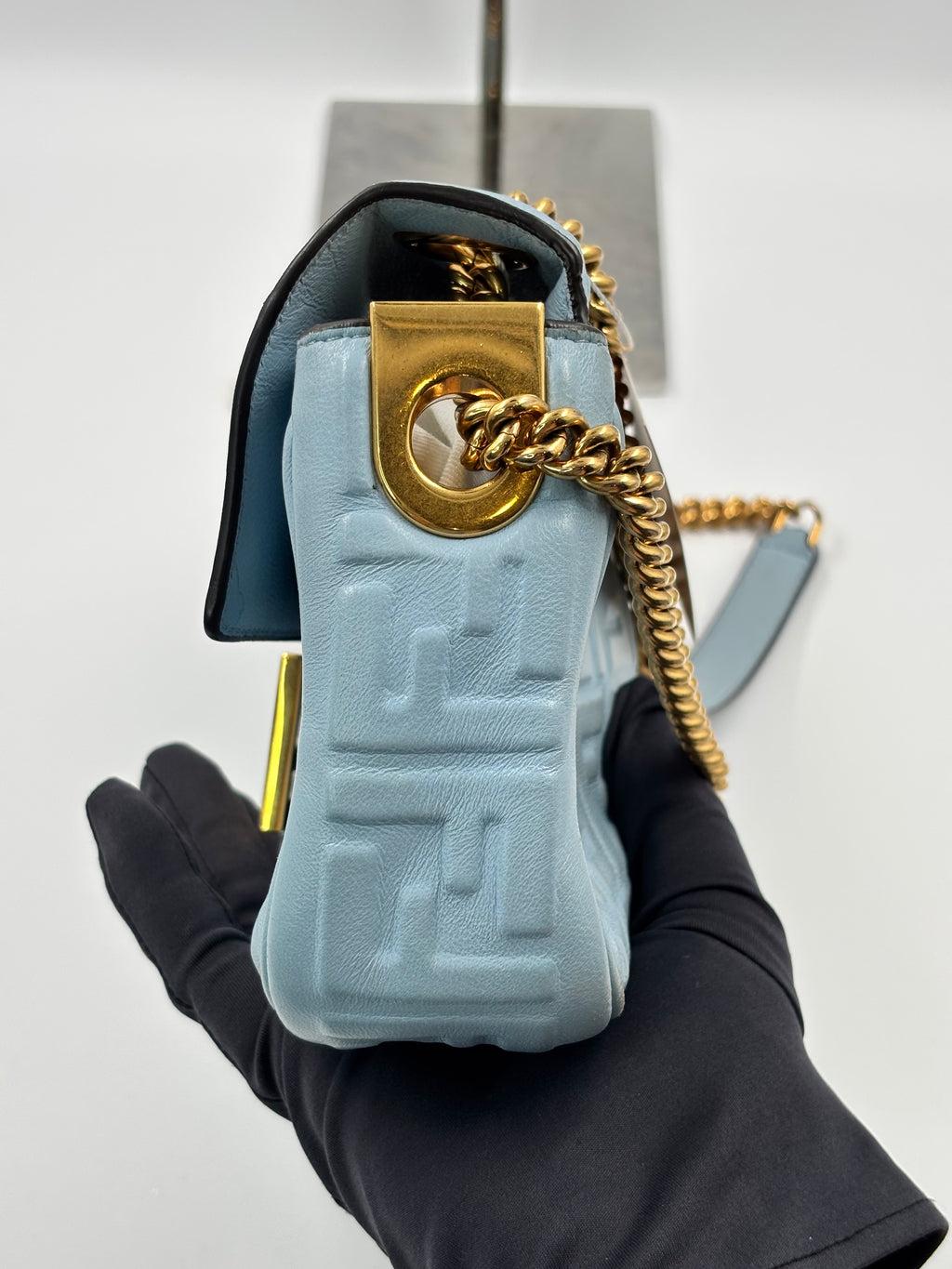 Fendi Embossed FF Midi Chain Baguette