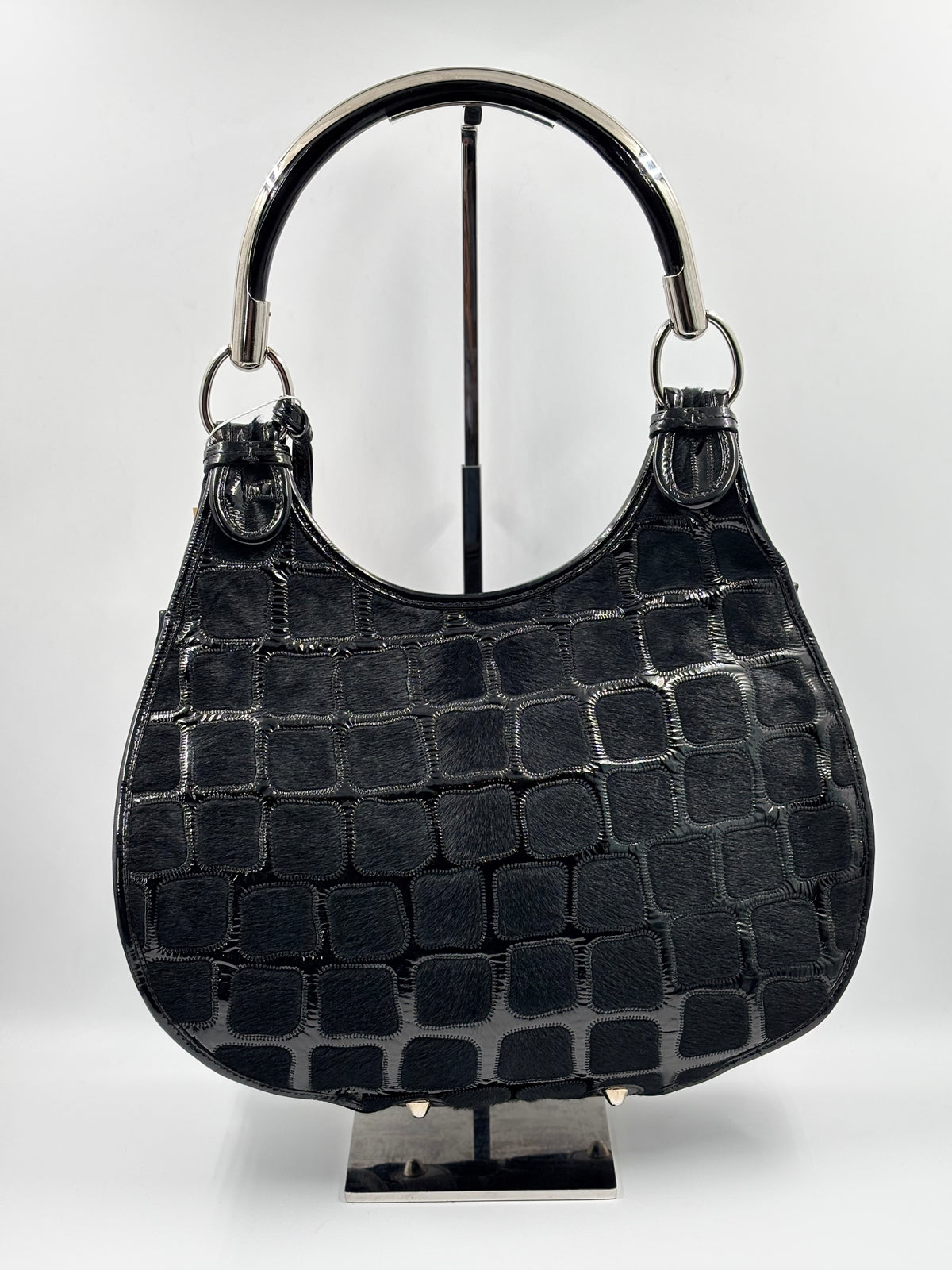 Christian Dior Vintage Black croc-embossed shoulder bag