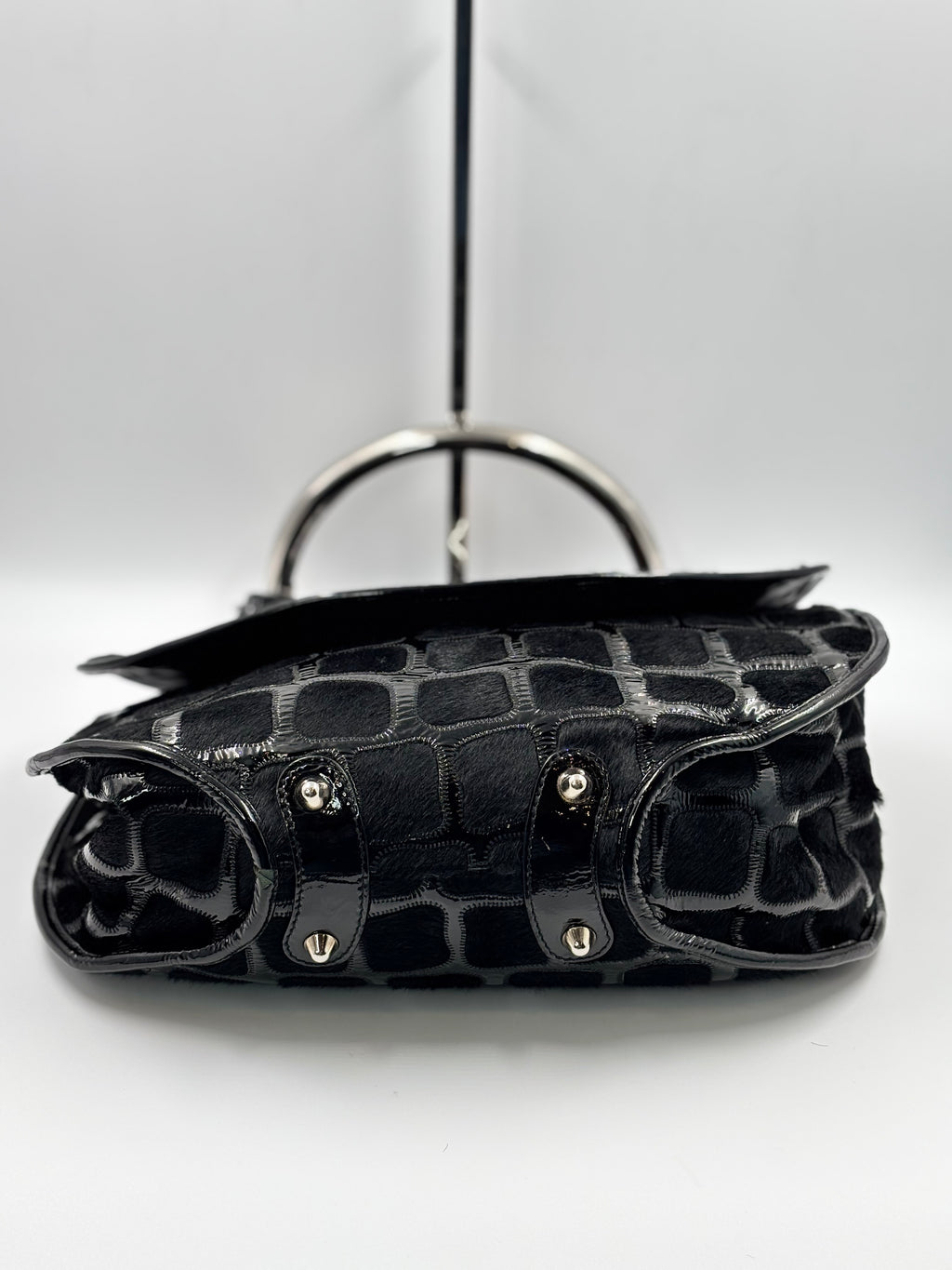 Christian Dior Vintage Black croc-embossed shoulder bag