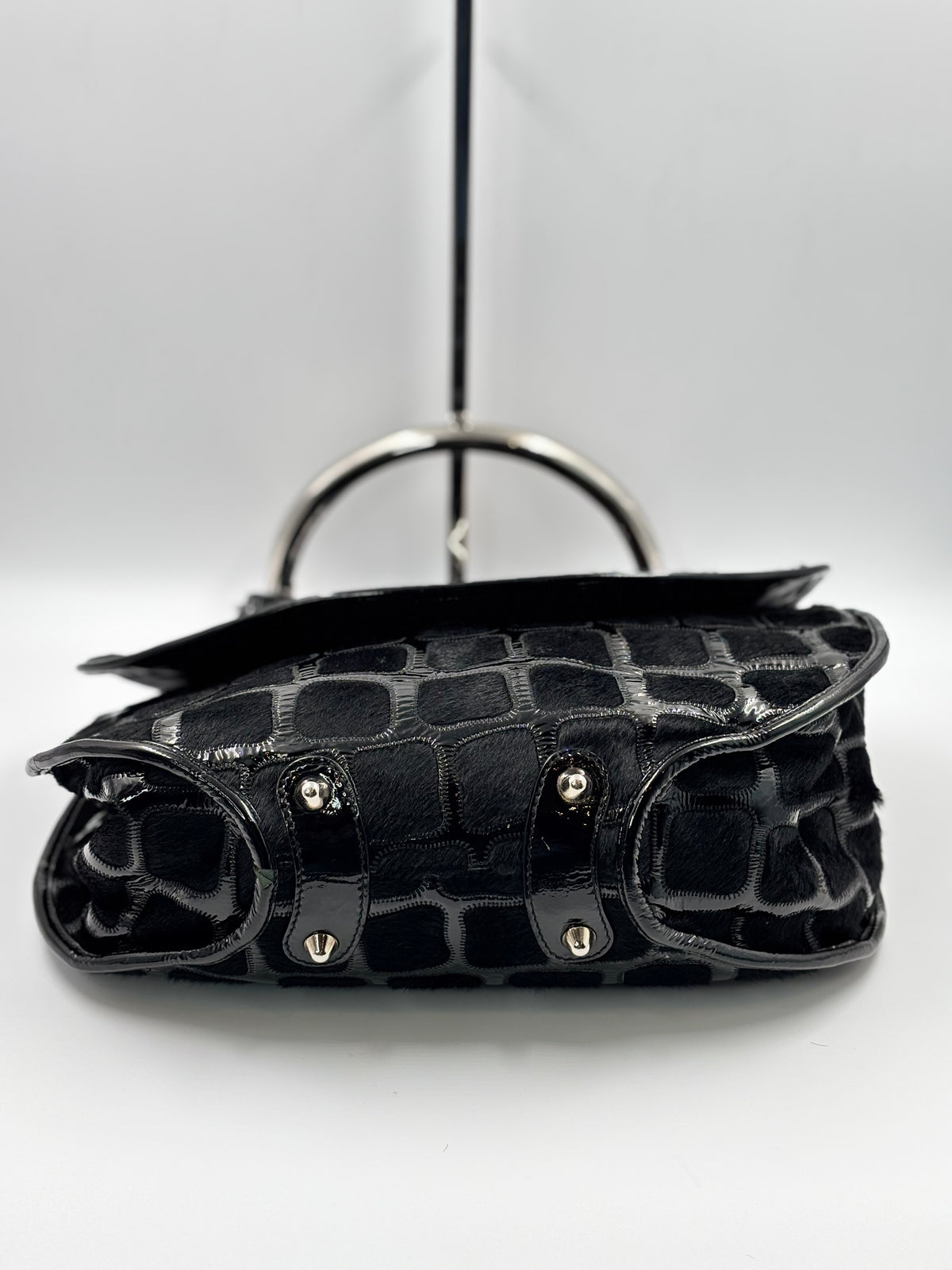 Christian Dior Vintage Black croc-embossed shoulder bag