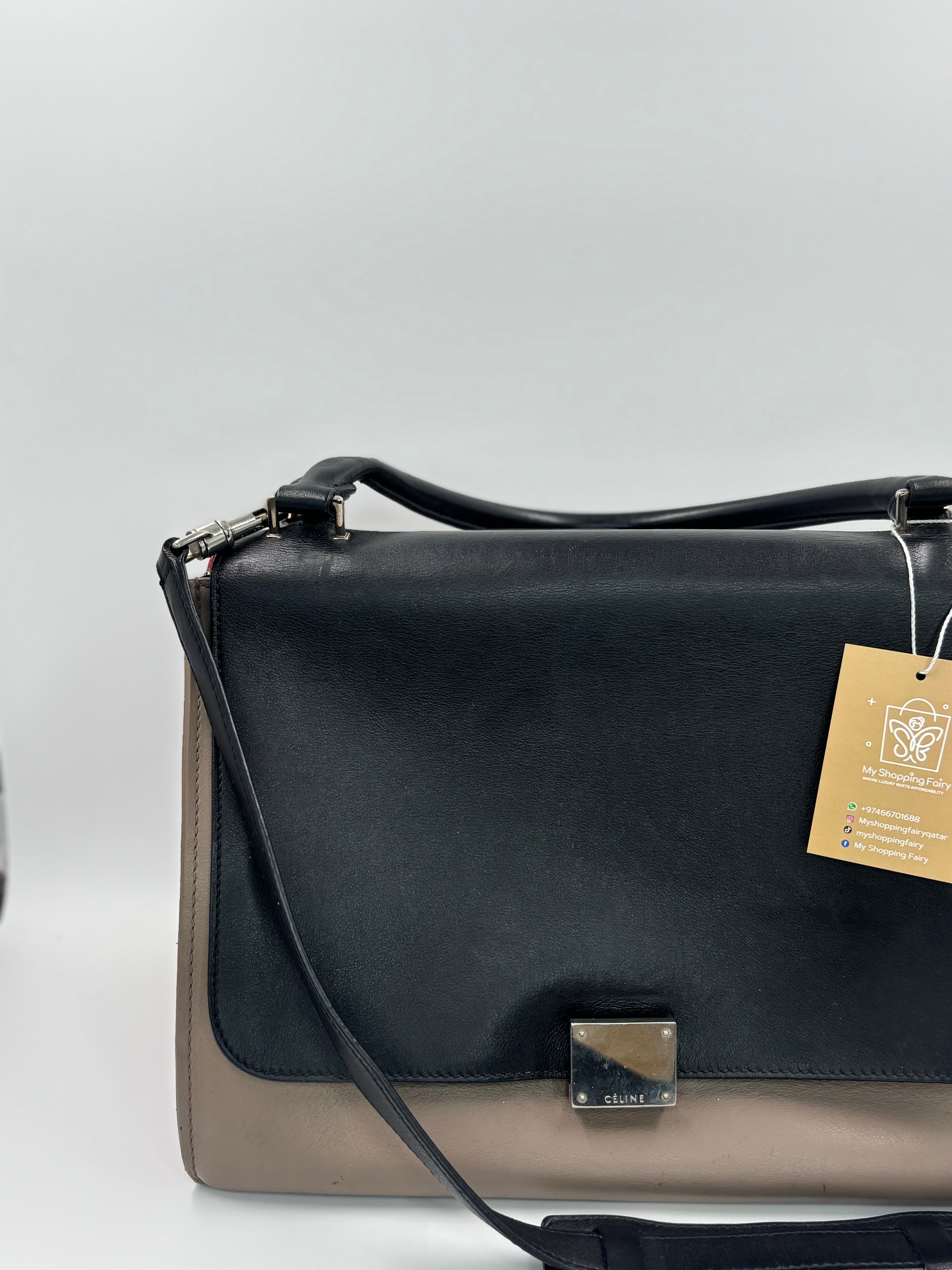 Celine Medium Tricolor Leather and Suede Trapeze Bag