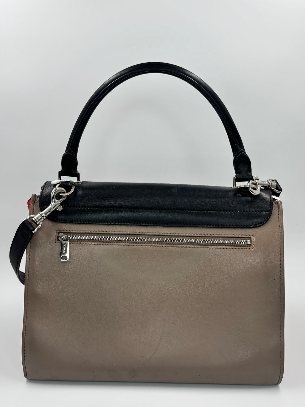 Celine Medium Tricolor Leather and Suede Trapeze Bag