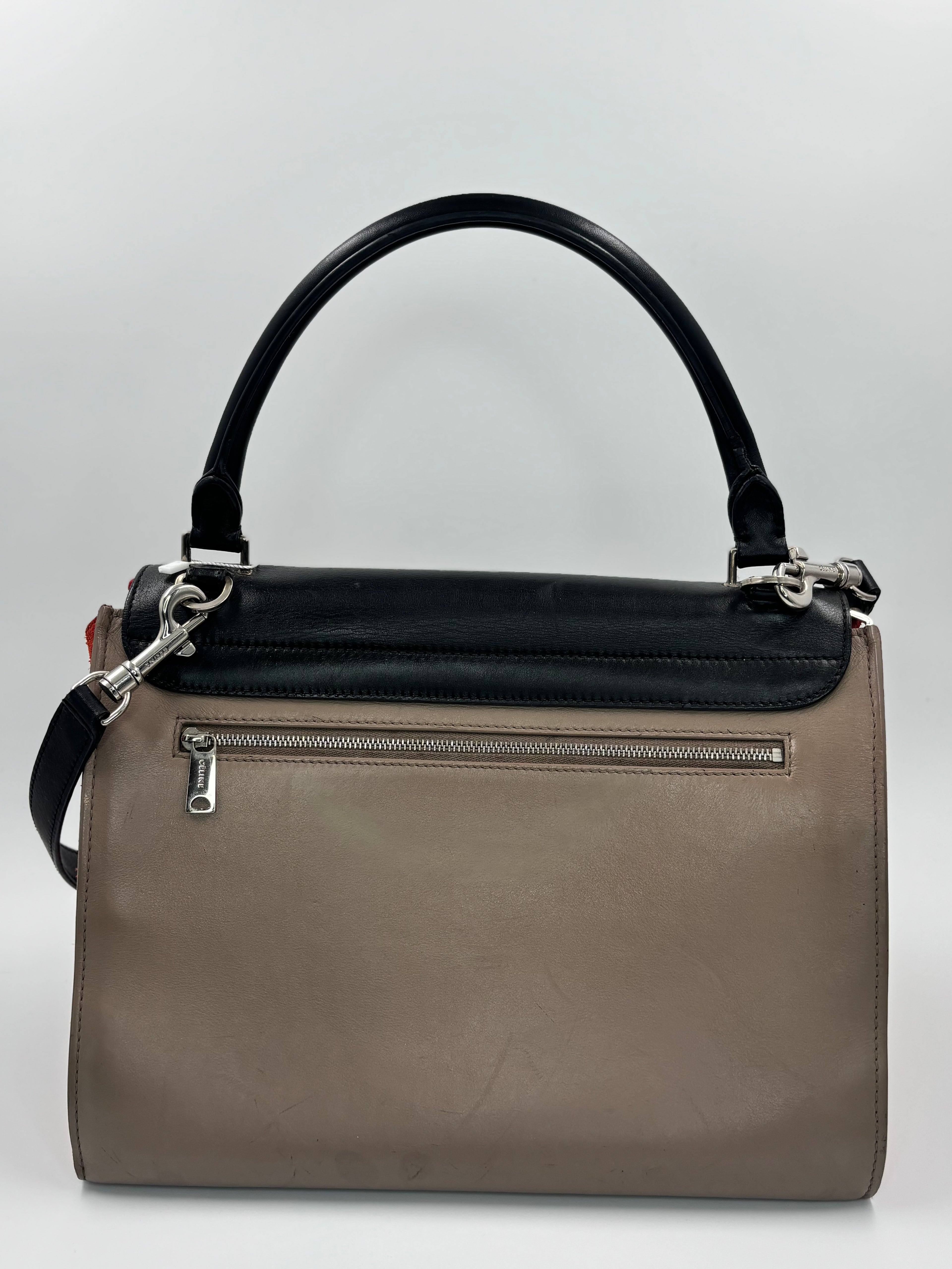 Celine Medium Tricolor Leather and Suede Trapeze Bag
